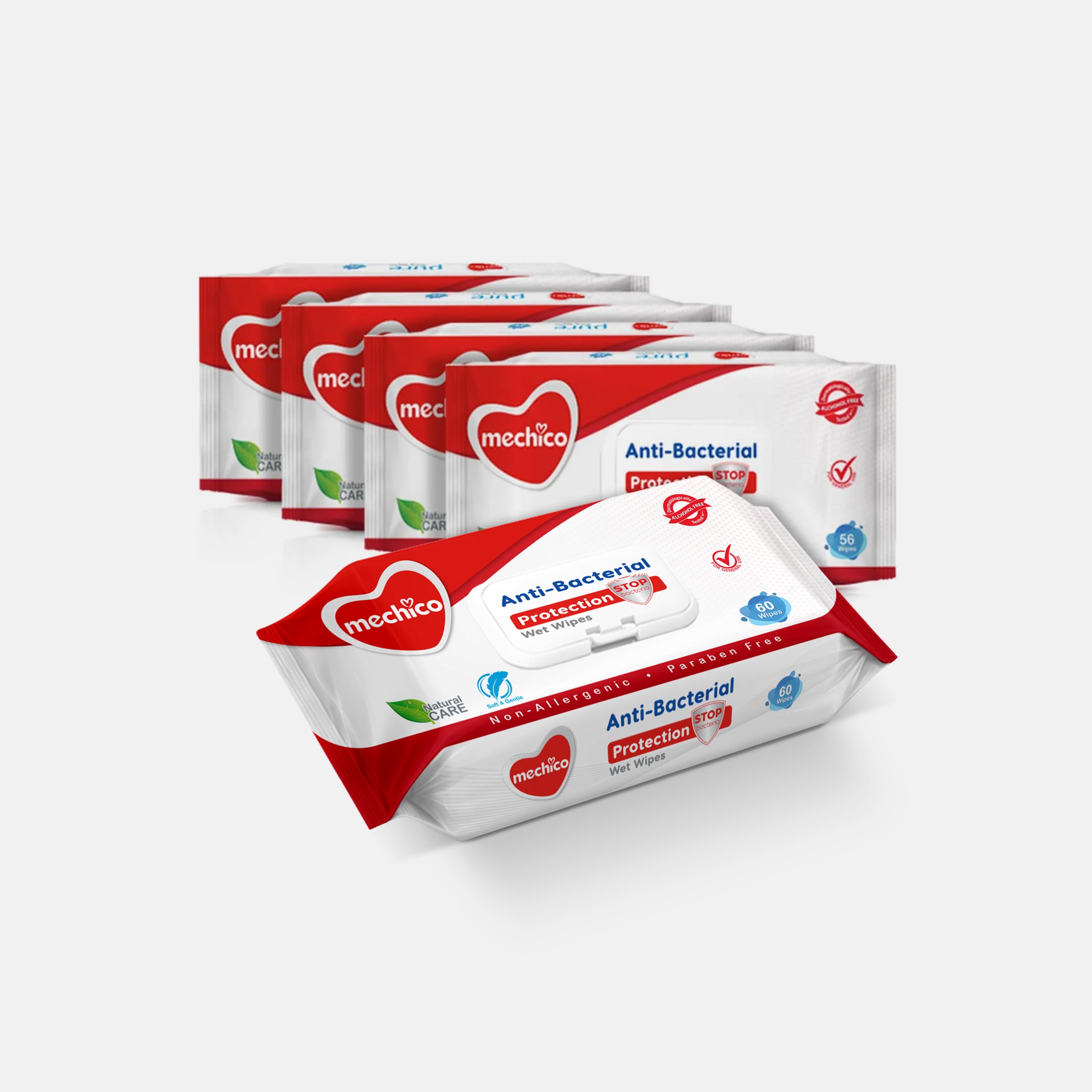 Buy 4 Mechico Anti-Bacterial Baby Wipes 60 Pcs & Get 1 Free