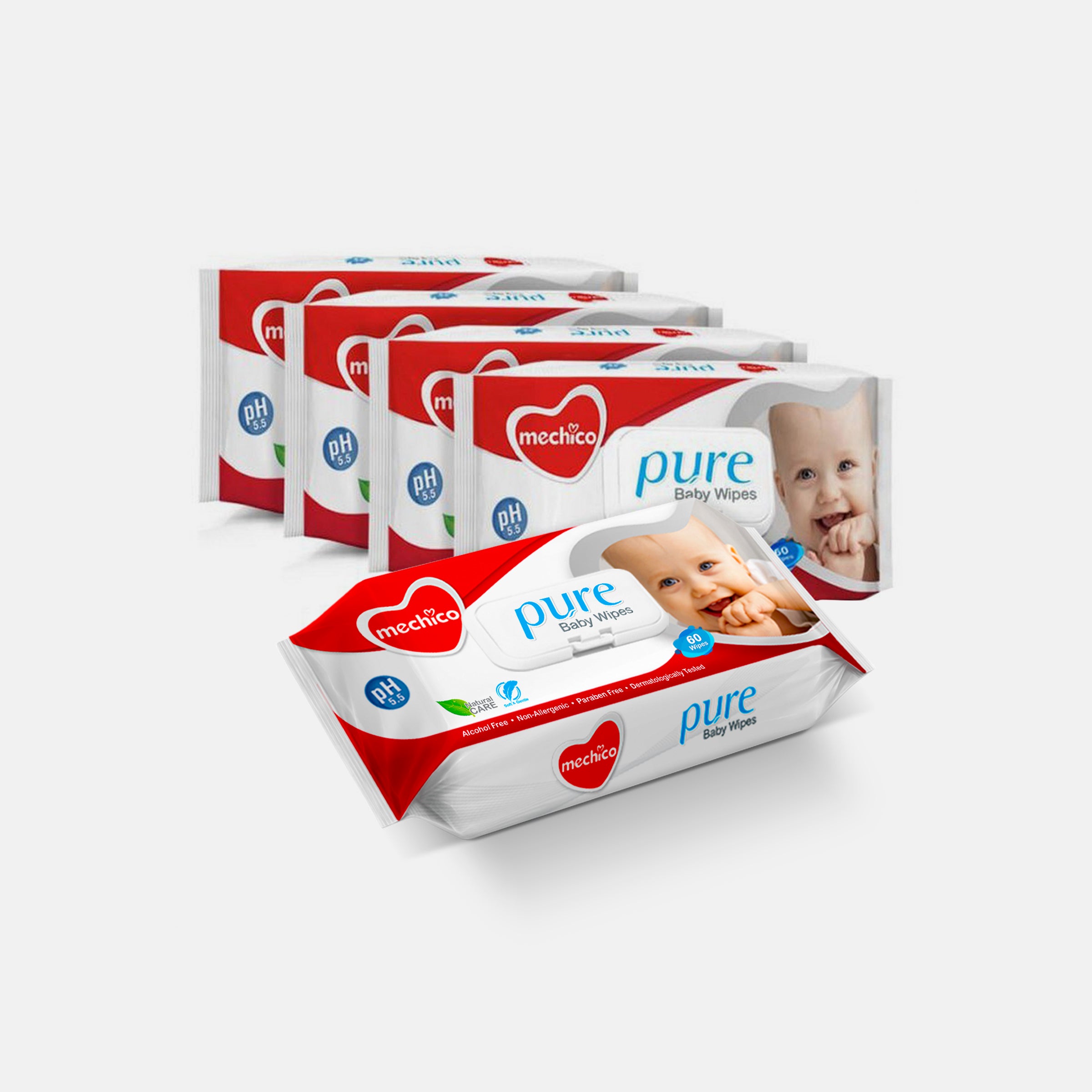 Buy 4 Mechico Pure Baby Wipes 60 Pcs & Get 1 Free